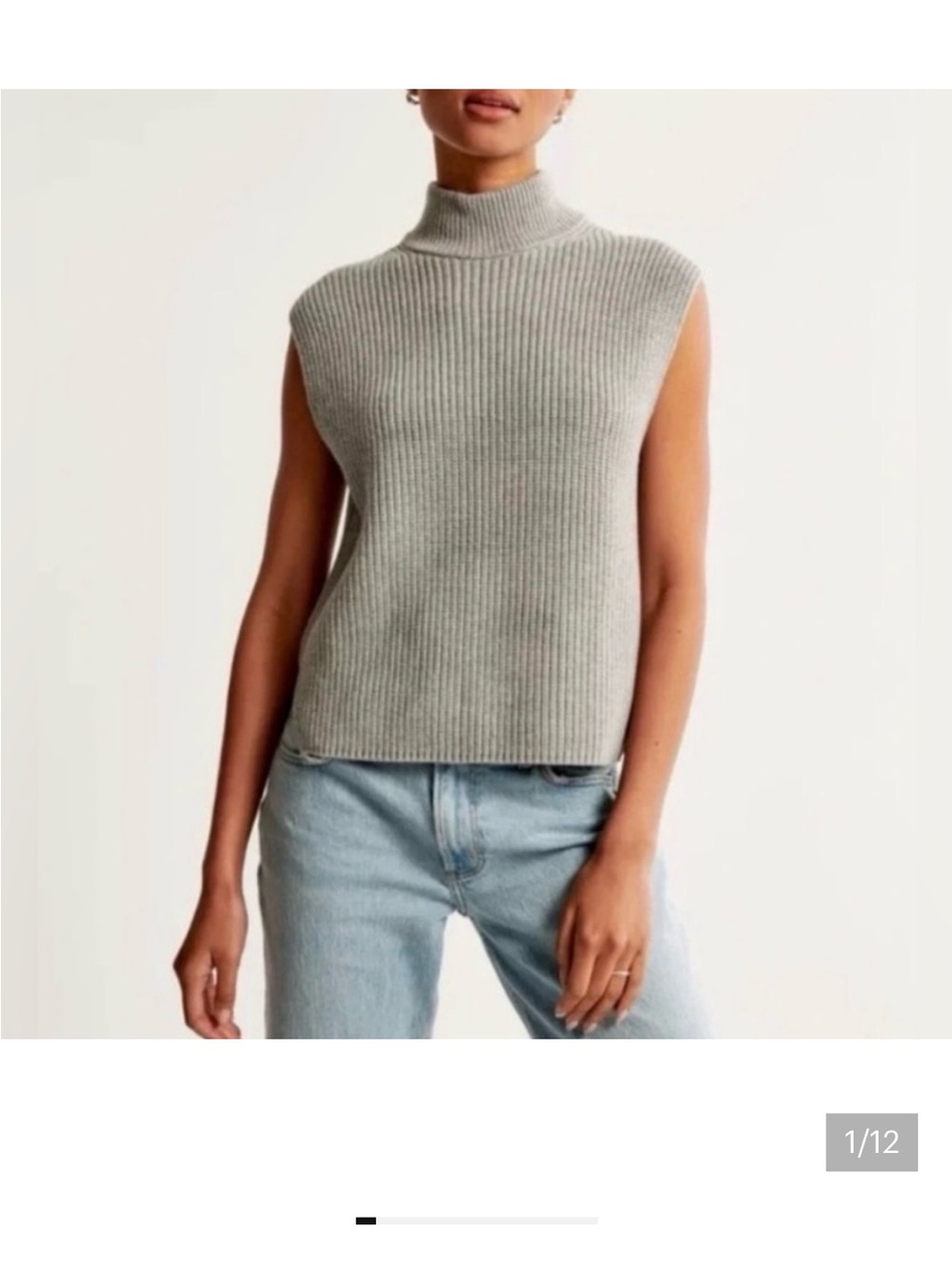 Abercrombie & Fitch Heather Gray Sleeveless Turtleneck Sweater Size XSmall